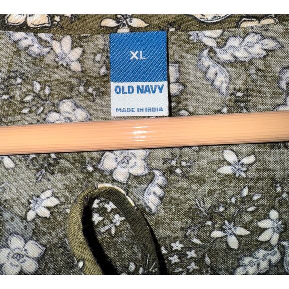 Old Navy Corset Front Tie Floral Dress XL Pockets Spring Cottage Prairie Green - Picture 8 of 9